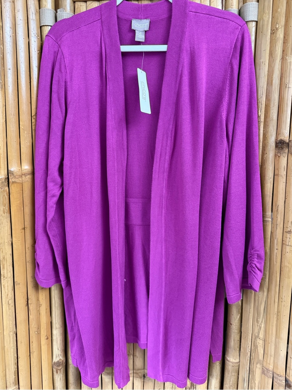 Chico's Open-Front Cardigan in Vivid Fuchsia.  Size 4 (20). NWT